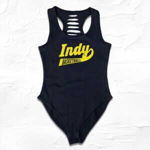 Womens Black/Yellow Handmade Indiana Bodysuit, GO Indy, Indianapolis Gir…